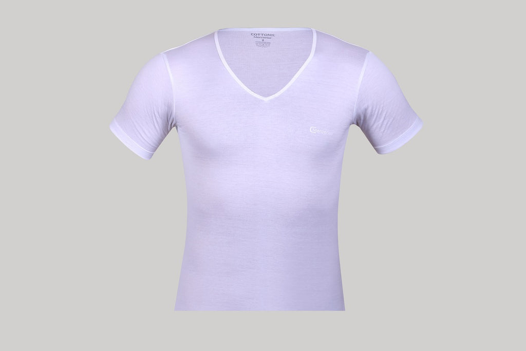 نص كم (V) رجالي مارسريزية ابيض
 ( Cottonil )