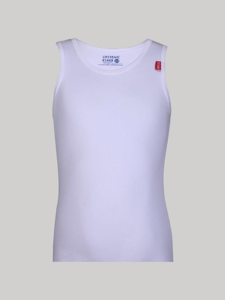 (Cottonil) ٣ قطع  فانله حمالة قطن ستريتش اولاد ابيض