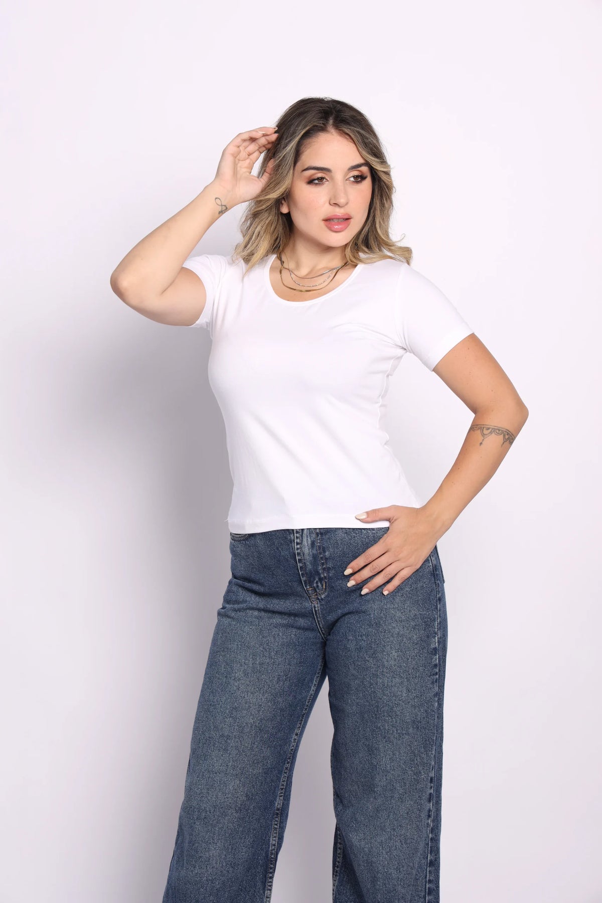 Half Sleeve Top - blanc