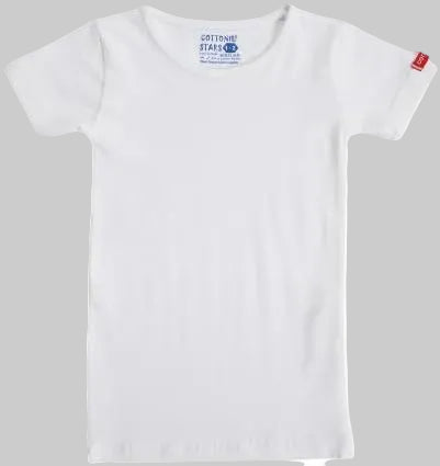 (Cottonil) فانله نص كم قطن  اولادي بيضاء