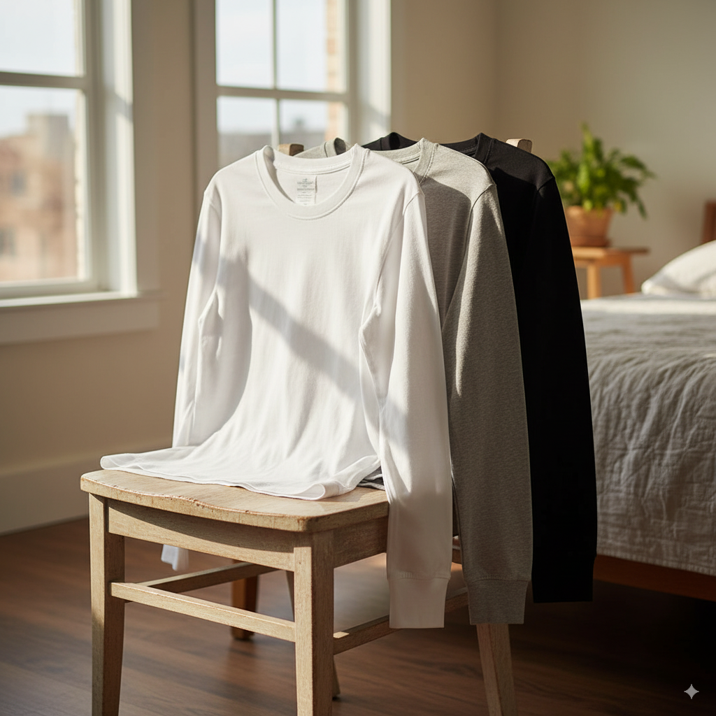 اندرشيرت كم قطن راوند  (Cottonil) + (Cottonil)٣ قطع فانلة حمالة رجالي أبيض + 3 pieces Mini Socket Socks - (Cottonil)