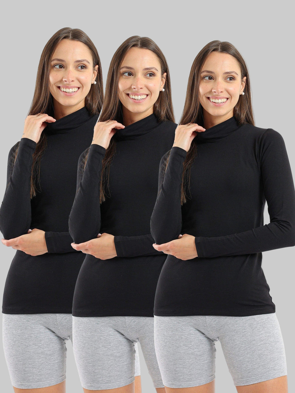 High Neck Long Sleeve Cotton Top (Carina)