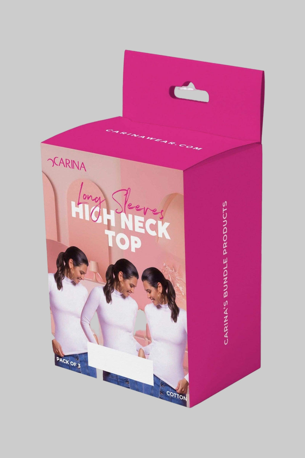 High Neck Long Sleeve Cotton Top (Carina)