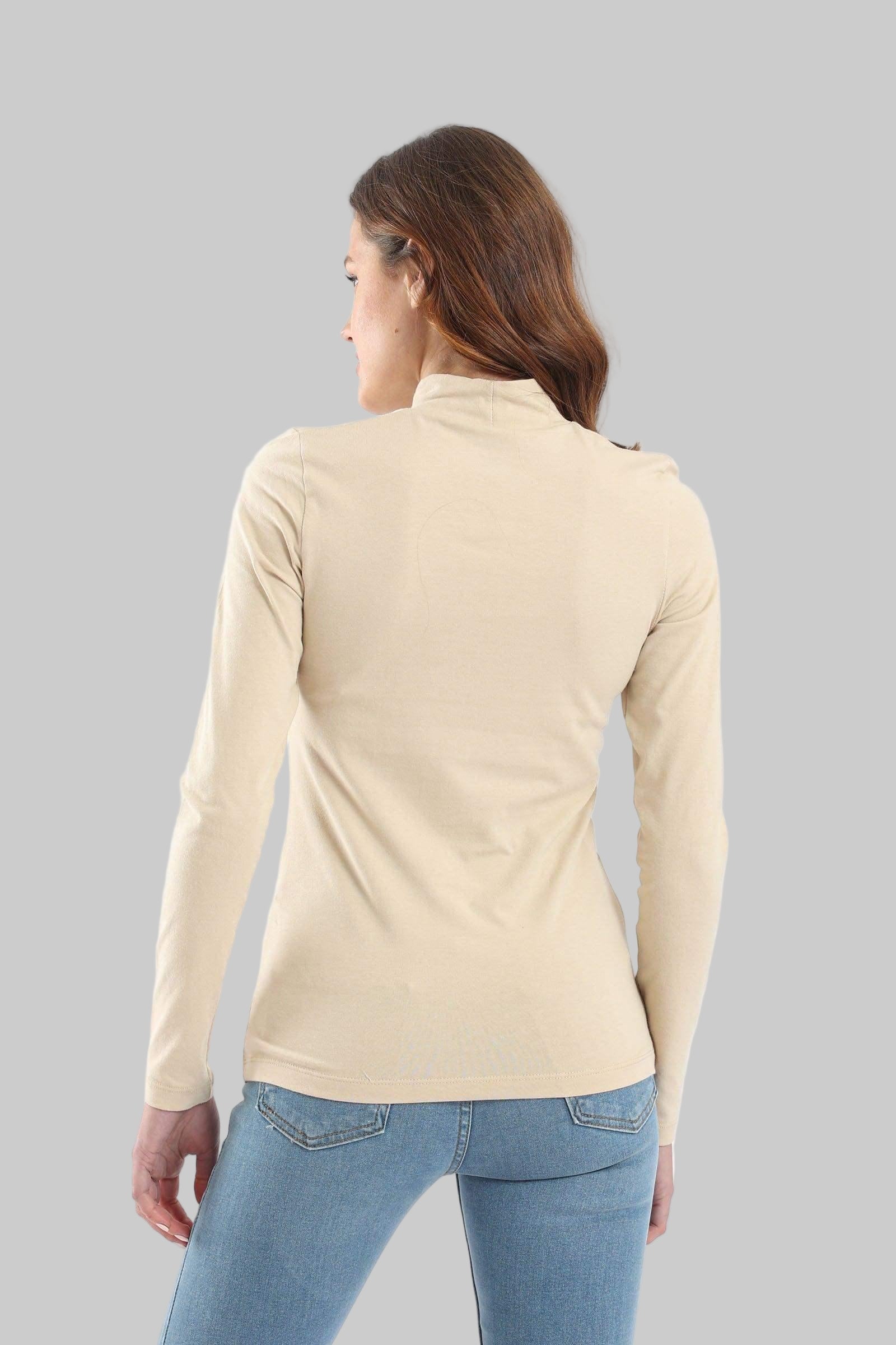 High Neck Long Sleeve Cotton Top (Carina)