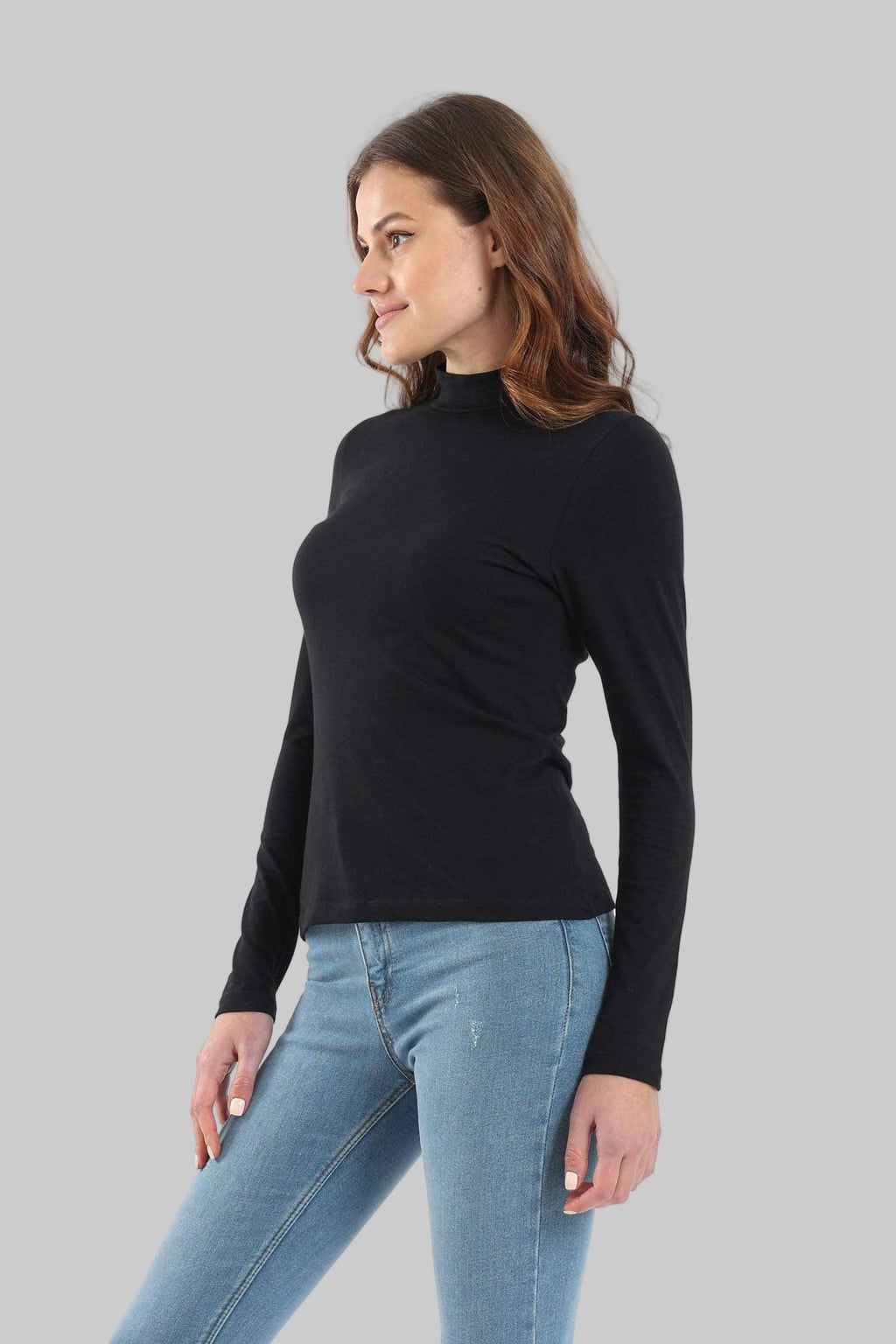 High Neck Long Sleeve Cotton Top (Carina)