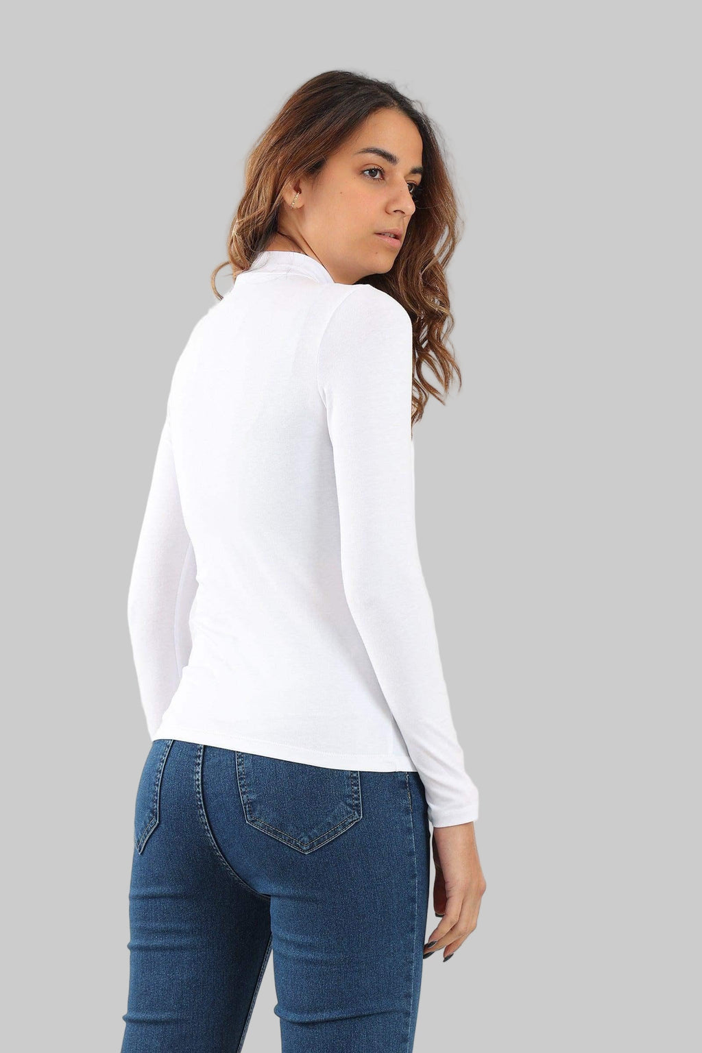 High Neck Long Sleeve Cotton Top (Carina)