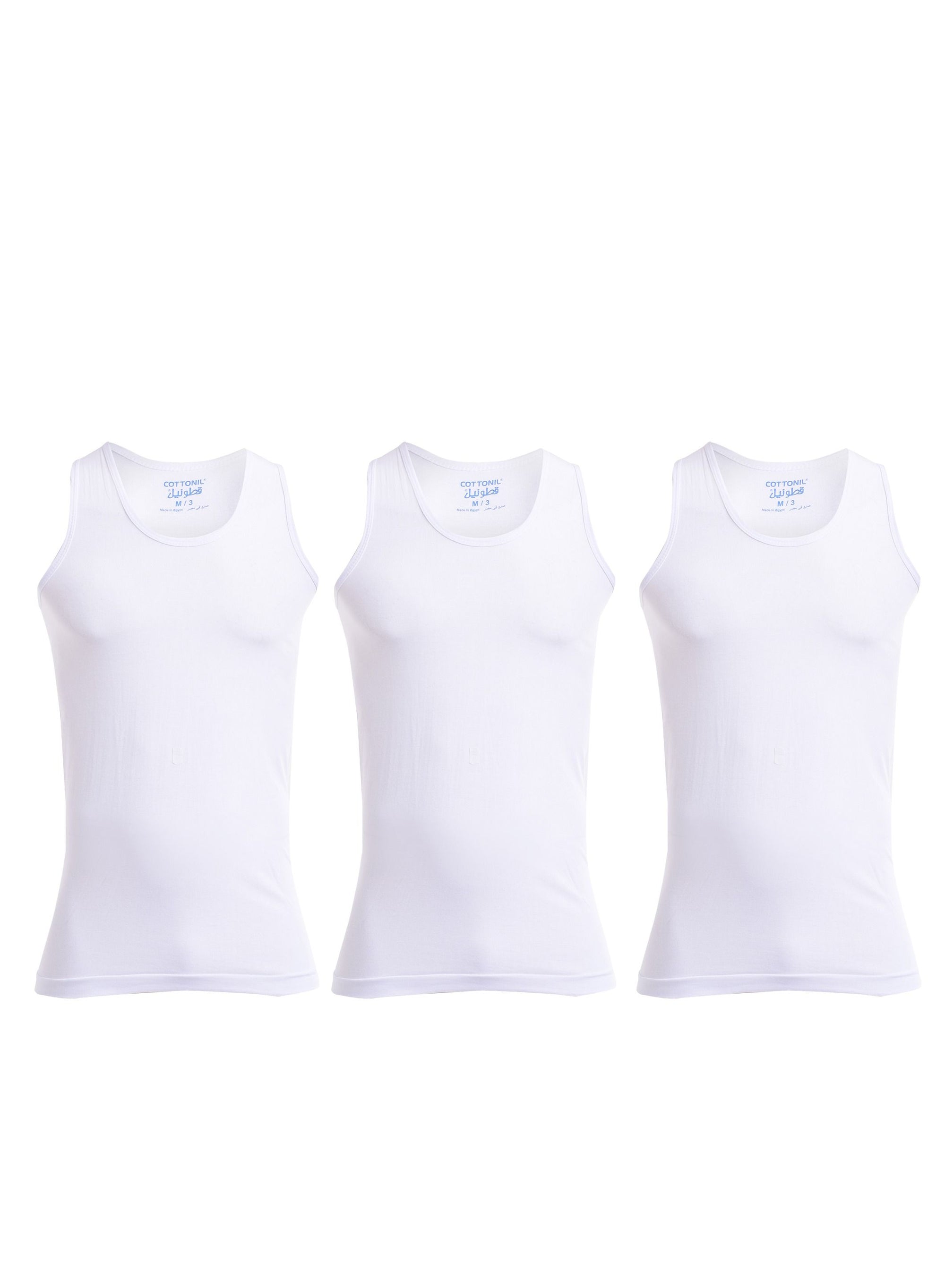 فانلة حمالة رجالي أبيض ( Cottonil )  ٣ قطع