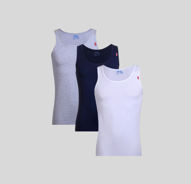 (Cottonil) ٣ قطع فانلة رجالي مضلعة