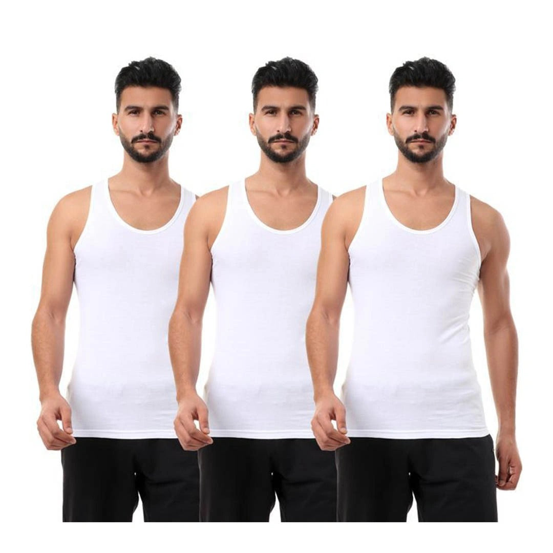 فانلة حمالة رجالي أبيض ( Cottonil )  ٣ قطع